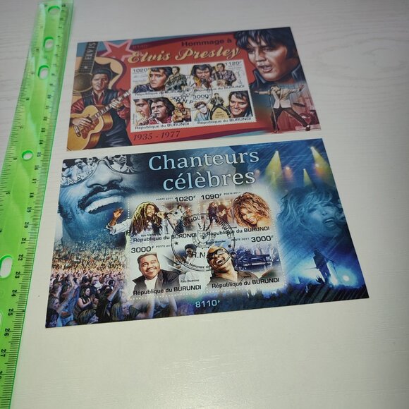 Music Lot 2 Stamp Mini Sheets Famous Singers Elvis Presley Frame Art Collection - Picture 3 of 5